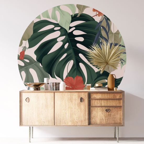 Vinilo Adhesivo Decorativo Redondo - Motivo botánico