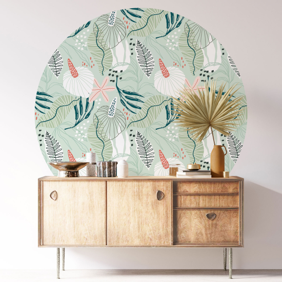 Vinilo Adhesivo Decorativo Redondo - Motivo floral