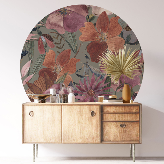Vinilo Adhesivo Decorativo Redondo - Motivo floral