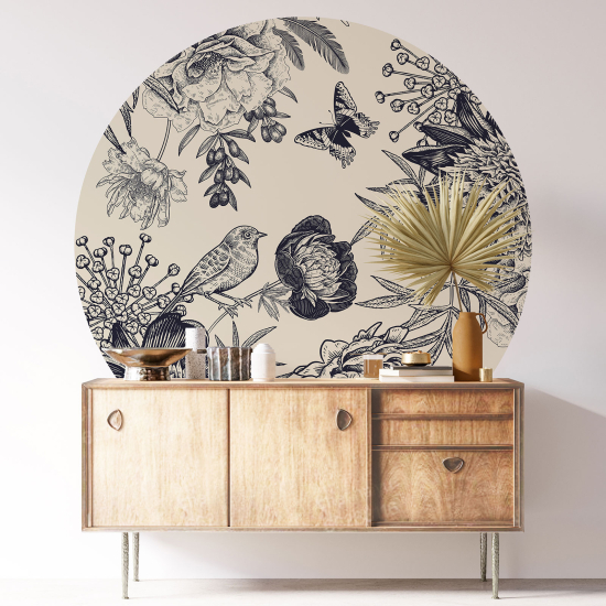 Vinilo Adhesivo Decorativo Redondo - Motivo floral