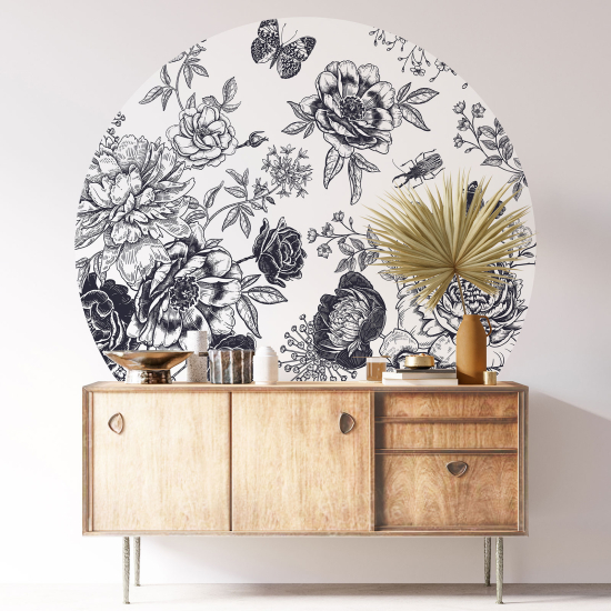 Vinilo Adhesivo Decorativo Redondo - Motivo floral