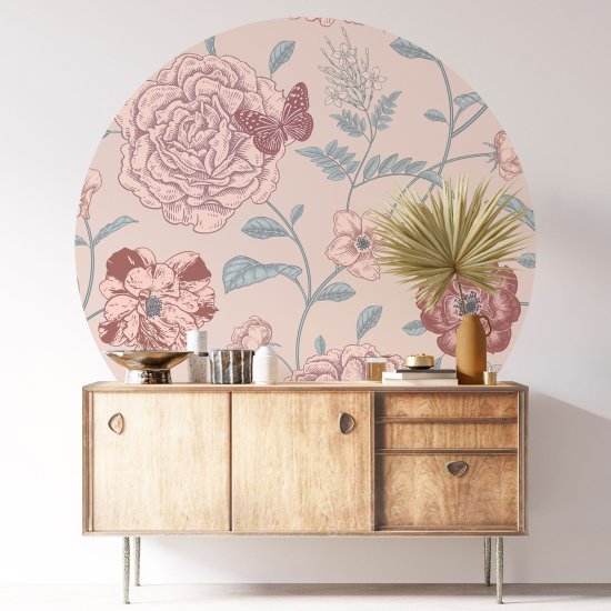 Vinilo Adhesivo Decorativo Redondo - Motivo floral