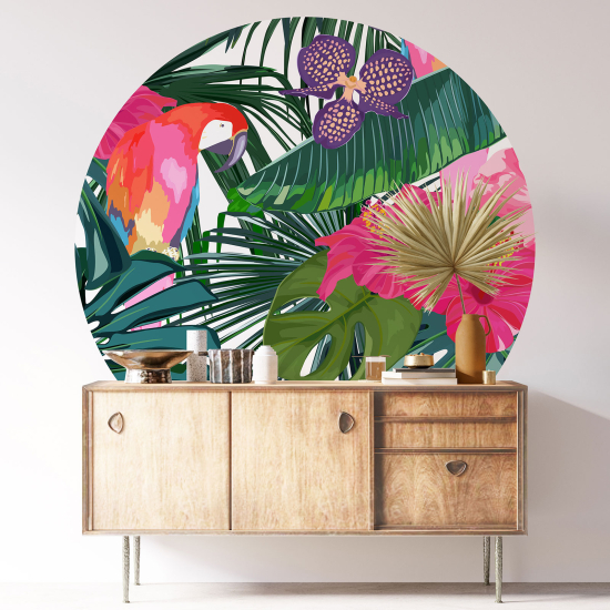 Vinilo Adhesivo Decorativo Redondo - Motivo tropical