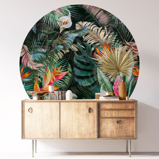 Vinilo Adhesivo Decorativo Redondo - Motivo tropical