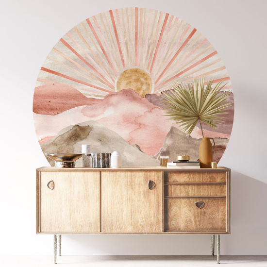 Vinilo Adhesivo Decorativo Redondo - Paisaje Boho