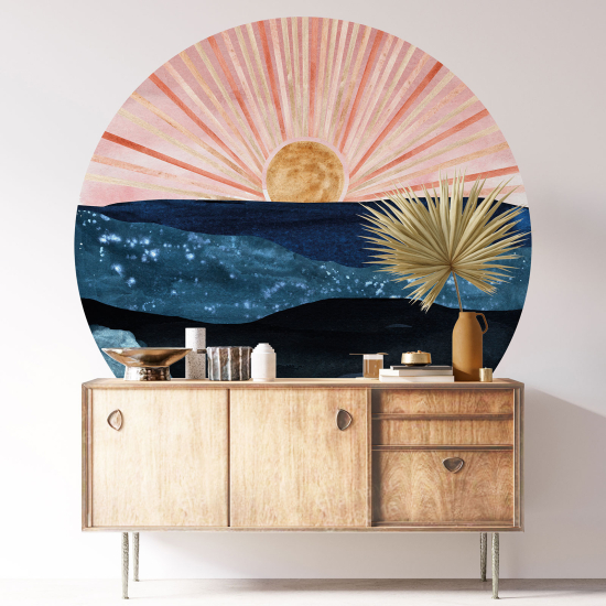 Vinilo Adhesivo Decorativo Redondo - Paisaje Boho
