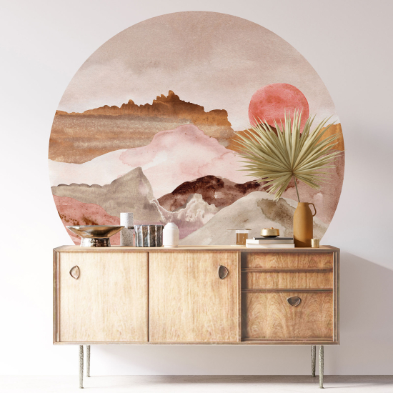 Vinilo Adhesivo Decorativo Redondo - Paisaje Boho