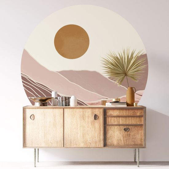 Vinilo Adhesivo Decorativo Redondo - Paisaje Boho