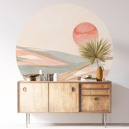 Vinilo Adhesivo Decorativo Redondo - Paisaje Boho