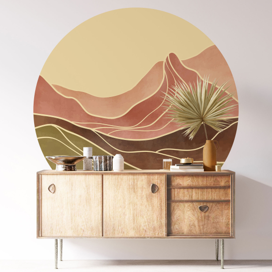 Vinilo Adhesivo Decorativo Redondo - Paisaje Boho