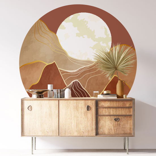 Vinilo Adhesivo Decorativo Redondo - Paisaje Boho