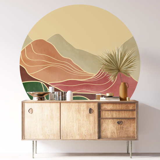 Vinilo Adhesivo Decorativo Redondo - Paisaje Boho