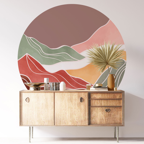 Vinilo Adhesivo Decorativo Redondo - Paisaje Boho