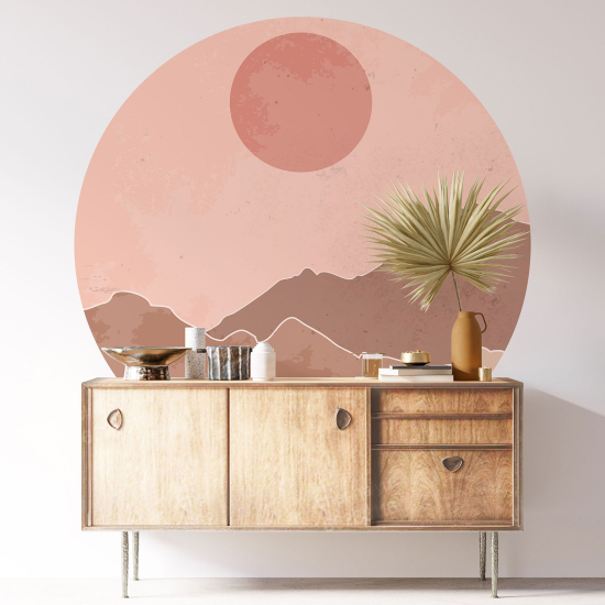 Vinilo Adhesivo Decorativo Redondo - Paisaje Boho