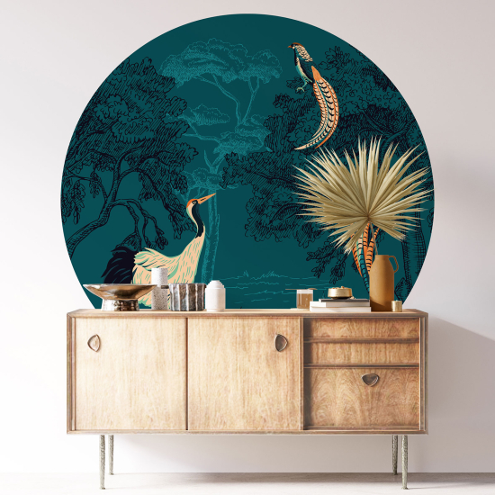 Vinilo Adhesivo Decorativo Redondo - Pájaros