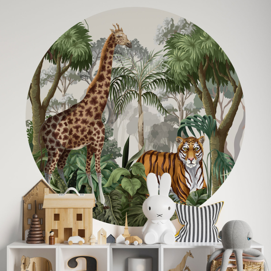 Vinilo Adhesivo Decorativo Redondo para niños - Infantiles - Animales de la Jungla