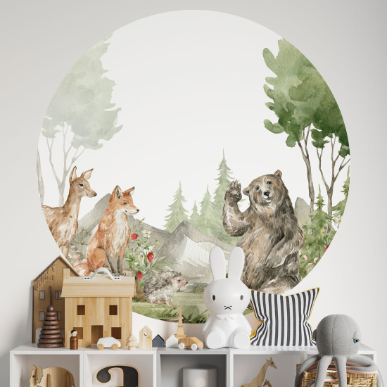 Vinilo Adhesivo Decorativo Redondo para niños - Infantiles - Animales del Bosque