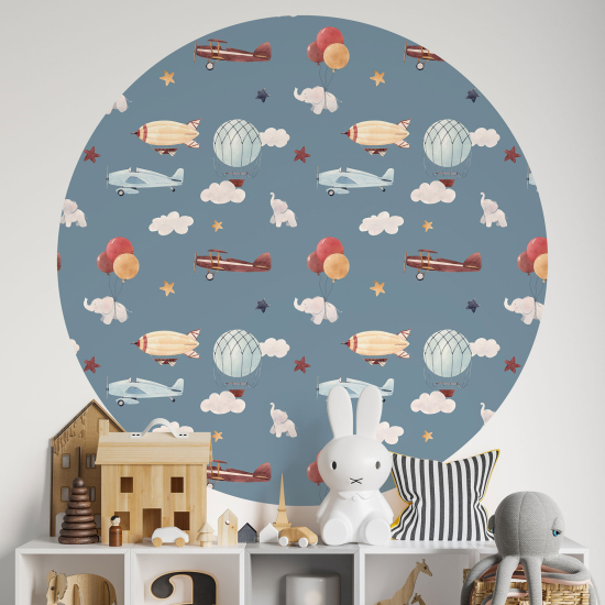 Vinilo Adhesivo Decorativo Redondo para niños - Infantiles - Aviones