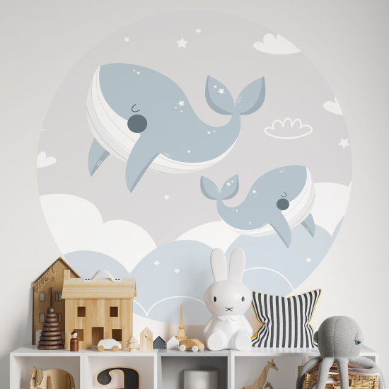 Vinilo Adhesivo Decorativo Redondo para niños - Infantiles - Ballenas