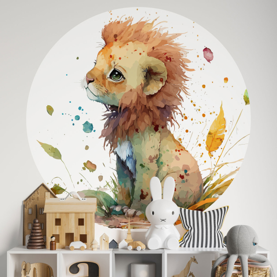 Vinilo Adhesivo Decorativo Redondo para niños - Infantiles - Cachorro de león