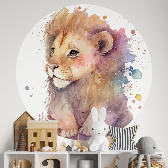 Vinilo Adhesivo Decorativo Redondo para niños - Infantiles - Cachorro de león
