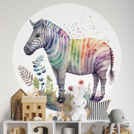 Vinilo Adhesivo Decorativo Redondo para niños - Infantiles - Cebra