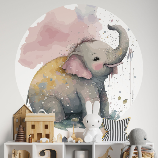 Vinilo Adhesivo Decorativo Redondo para niños - Infantiles - Elefante