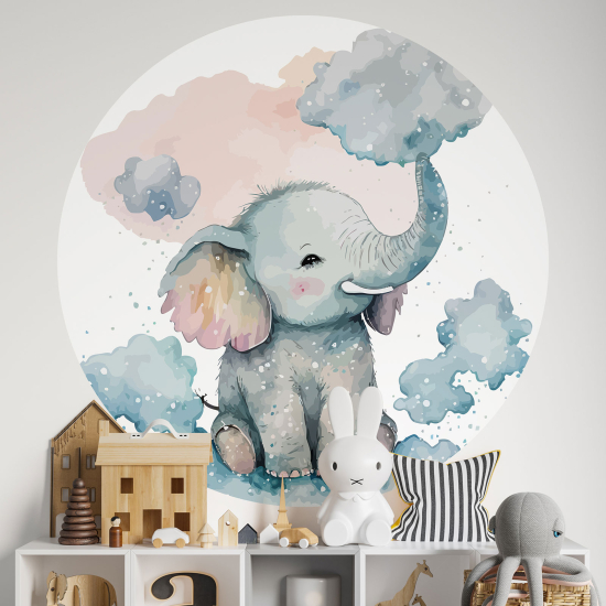 Vinilo Adhesivo Decorativo Redondo para niños - Infantiles - Elefante
