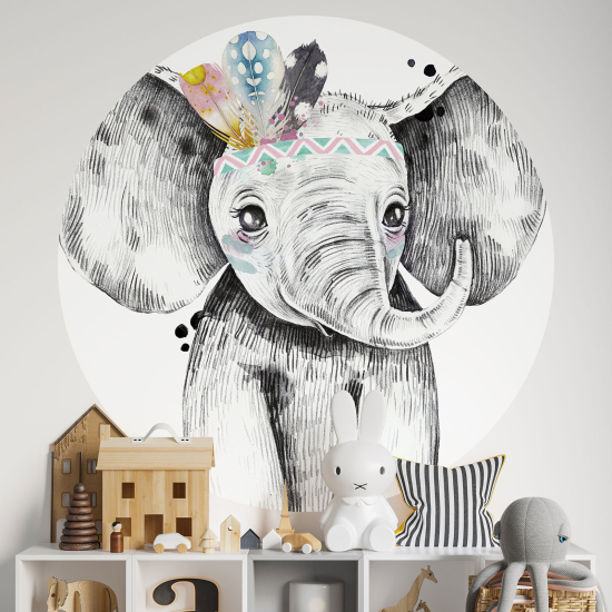 Vinilo Adhesivo Decorativo Redondo para niños - Infantiles - Elefante