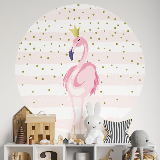 Vinilo Adhesivo Decorativo Redondo para niños - Infantiles - Flamenco rosa
