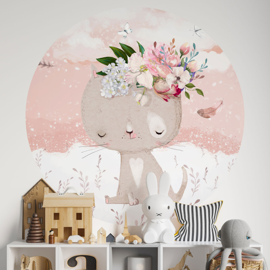 Vinilo Adhesivo Decorativo Redondo para niños - Infantiles - Gatito