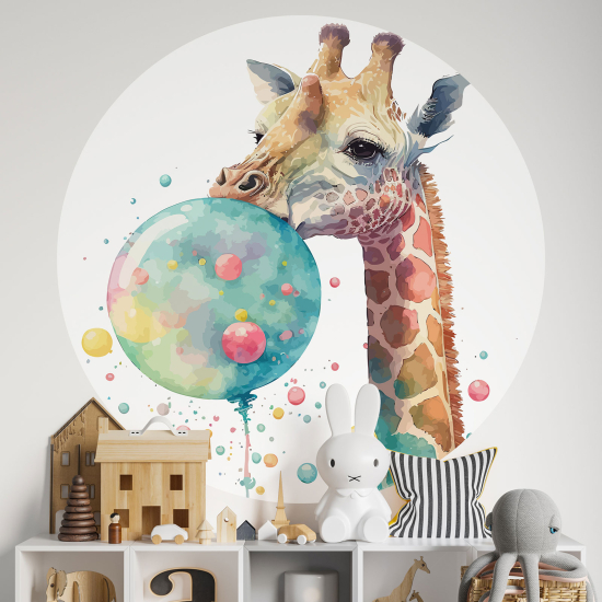 Vinilo Adhesivo Decorativo Redondo para niños - Infantiles - Jirafa burbuja