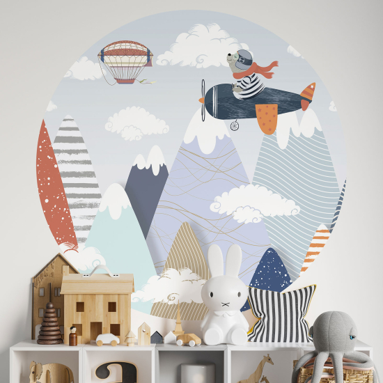 Vinilo Adhesivo Decorativo Redondo para niños - Infantiles - Osito Aviador