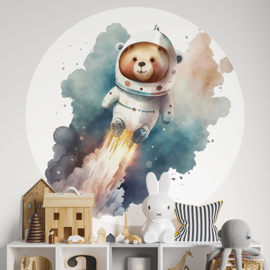 Vinilo Adhesivo Decorativo Redondo para niños - Infantiles - Osito Cosmonauta