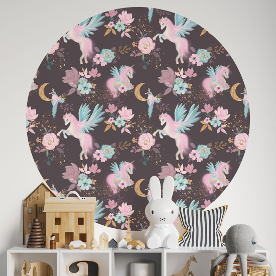 Vinilo Adhesivo Decorativo Redondo para niños - Infantiles - Unicornios