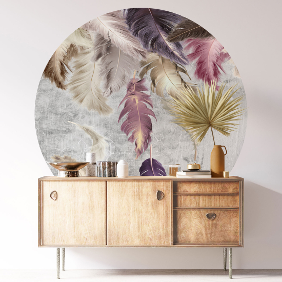 Vinilo Adhesivo Decorativo Redondo - Plumas