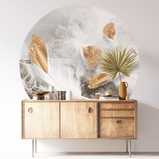 Vinilo Adhesivo Decorativo Redondo - Plumas