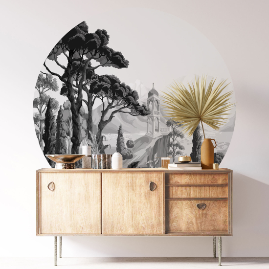 Vinilo Adhesivo Decorativo Redondo - Pueblo