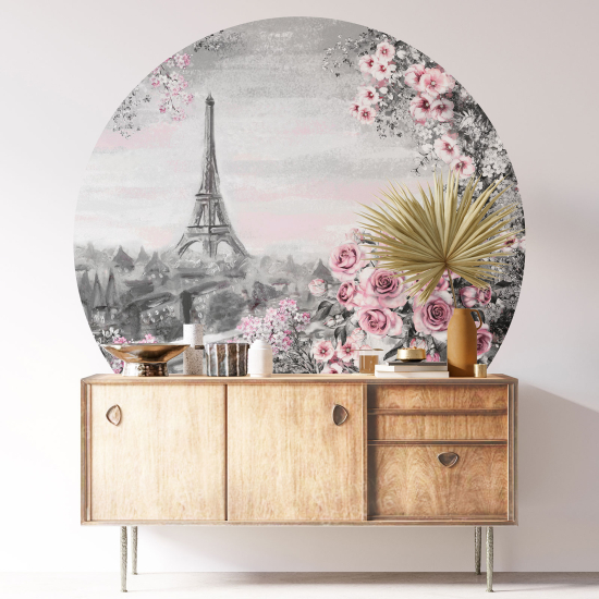 Vinilo Adhesivo Decorativo Redondo - Torre Eiffel