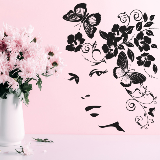 Vinilo Adhesivo Decorativo - Rostro Mariposas