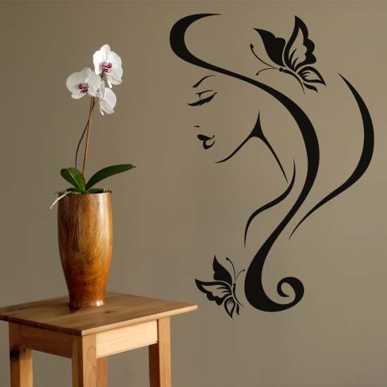 Vinilo Adhesivo Decorativo - Rostro Mariposas