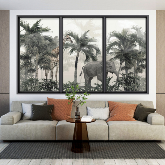 Vinilo Adhesivo Decorativo trampantojo 3D - Animales de la jungla