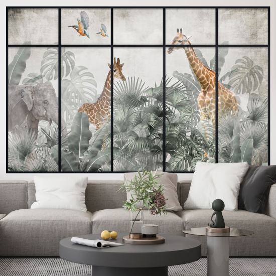 Vinilo Adhesivo Decorativo trampantojo 3D - Animales de la Jungla