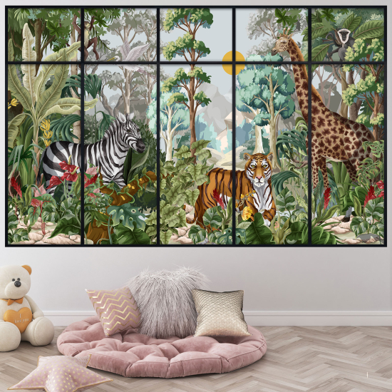 Vinilo Adhesivo Decorativo trampantojo 3D - Animales de la Jungla