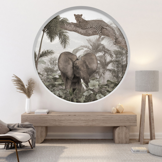 Vinilo Adhesivo Decorativo trampantojo 3D - Animales de la jungla