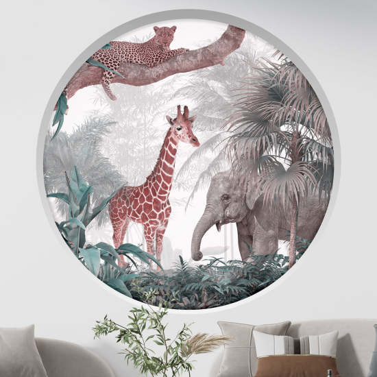 Vinilo Adhesivo Decorativo trampantojo 3D - Animales de la jungla