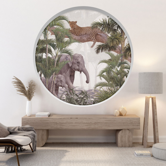 Vinilo Adhesivo Decorativo trampantojo 3D - Animales de la jungla