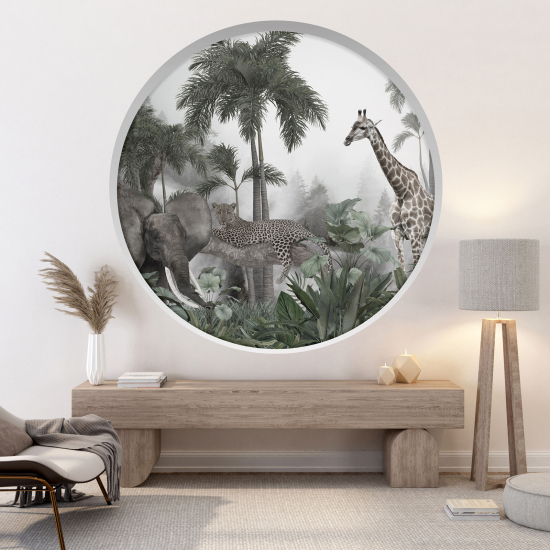 Vinilo Adhesivo Decorativo trampantojo 3D - Animales de la jungla