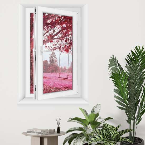 Vinilo Adhesivo Decorativo trampantojo 3D - Árbol hojas rosas