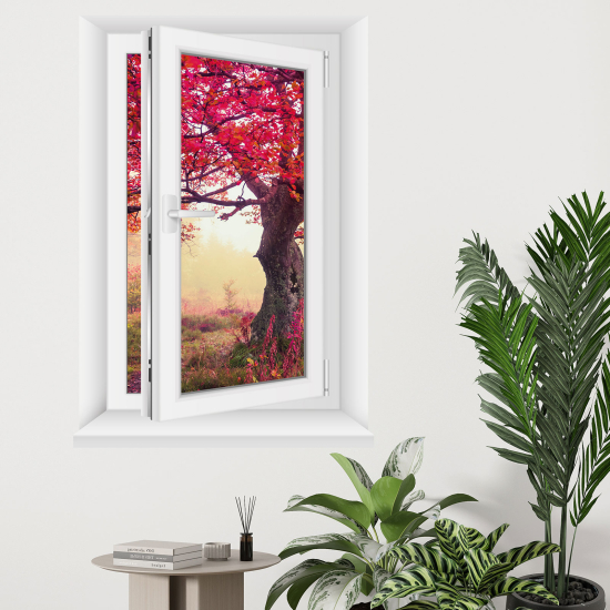 Vinilo Adhesivo Decorativo trampantojo 3D - Árbol hojas rosas